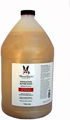 Warren London Exfoliating Butter Wash – Milk & Honey Dog Shampoo, 1-Gallon Pro Size | Cleans, Exfoliates & Deep-Conditions | Jojoba Beads Remove Dandruff & Itch | Dilutable, Non-Oily Shine | USA Made