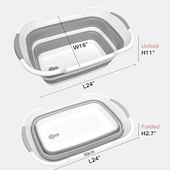 Collapsible Pet Bathtub with Water Drain Plug, Foldable Bathtub for Puppy Small Dogs Cats, Portable & Space Saving Design, BPA Free, Grey