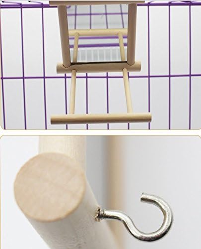 Hypeety Bird Parrot Mirror Toy Swing Hanging with Perch for Parrot Parakeet Budgies Cockatiel Conure Finch Lovebird (D)