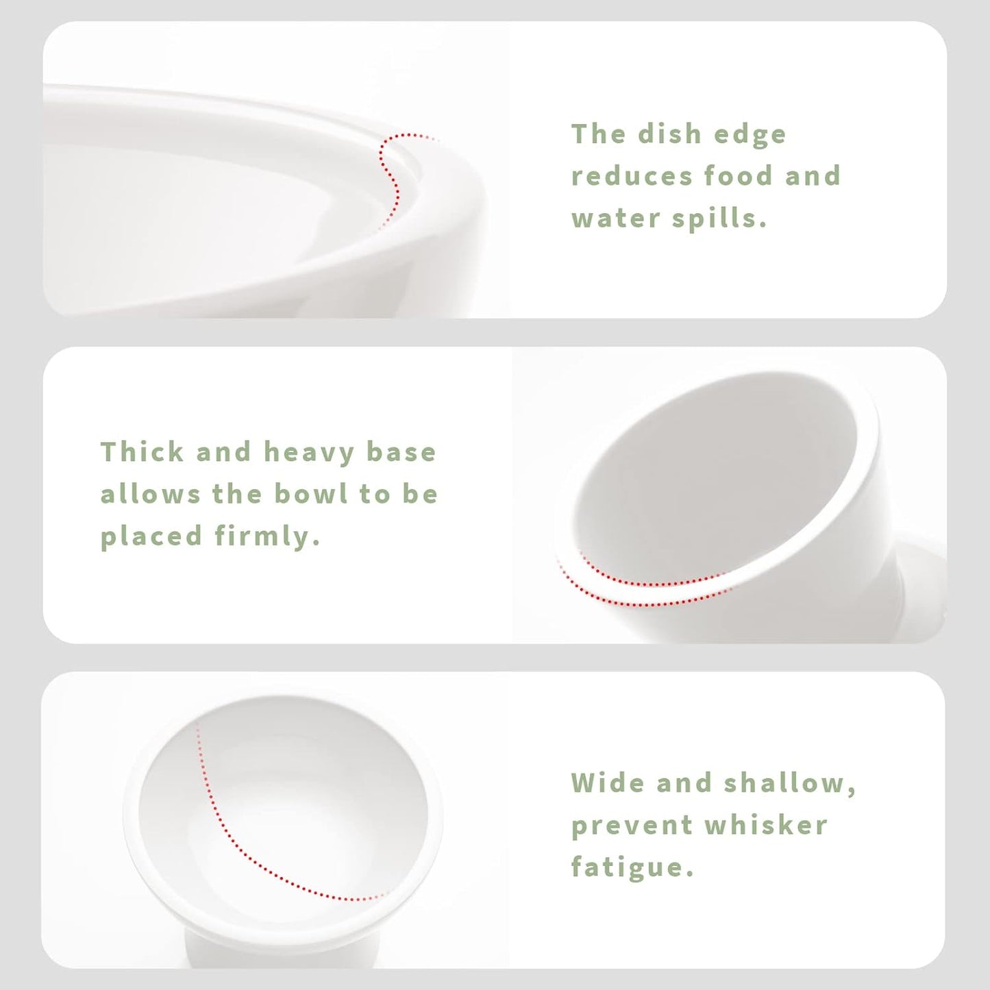 Extra Wide Elevated Ceramic Cat Bowl - 6.2" Shallow Dish for Whisker Fatigue Relief, 5" Height for Easy Feeding, Lead & Cadmium Free, Durable Raised Cat Food Bowls, White