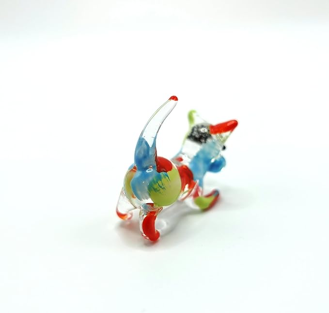 Cat Tiny Micro Figurines Blown Glass Art Animals Hand Painted Collectible Gift Decorate (Pastel)