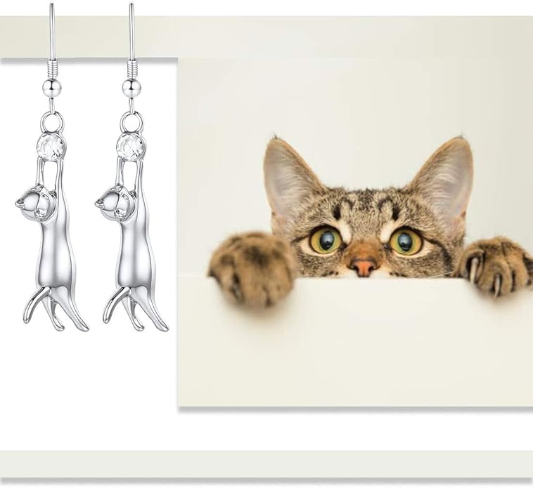 U7 Cute Cat Ear Pendant Platinum/18K Gold Plated Drop Earrings With Rhinestone