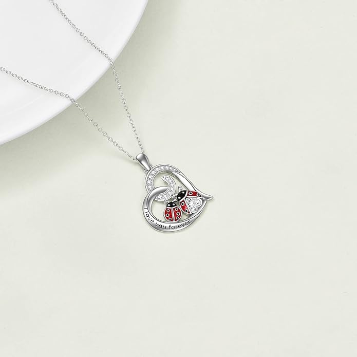 WINNICACA Sterling Silver Cat/Ladybugs/Cow/Cardinal/Hummingbird/Dragonfly Necklace for Women Exquisite Jewelry Gifts for Birthday, Christmas Gifts for Mother and Daughter