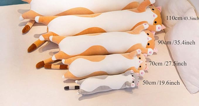 Cartoon Cat Soft Plush Long Throw Pillow Lifelike Animal Neck Pillow Plush Toy
