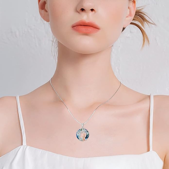 TOUPOP Tree of Life Animal Necklace 925 Sterling Silver Crystal/Abalone Shell Animal Pendant Jewelry Birthday Mothers Day Gifts for Women Mom Wife Her