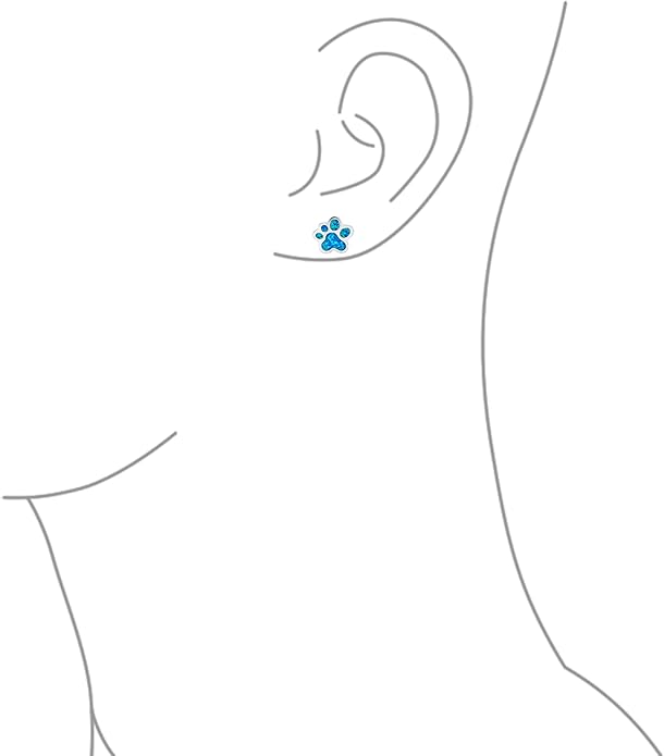 BFF Best Friend Animal Pet Lover BFF Blue Gemstone Opal Inlay Cat Dog Puppy Paw Print Stud Earrings Pendant Necklace Jewelry Set For Women Teen .925 Sterling Silver
