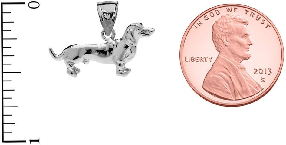 Solid Sterling Silver Dachshund Charm Pendant Necklace