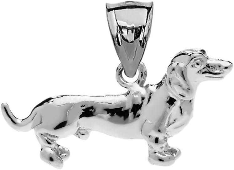 Solid Sterling Silver Dachshund Charm Pendant Necklace