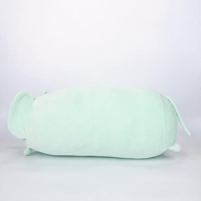 TemBe 23.6 inch Cute Large Elephant Plush Stuffed Animal Pillow, Very Soft Squish Mellow Hugging Toy Gifts for Bedding, Kids Sleeping Cute Pillow (Green Elephant)