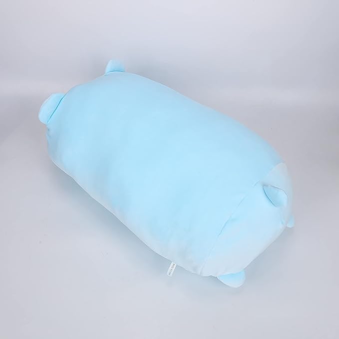 TemBe 23.6 inch Cute Large Bear Plush Stuffed Animal Pillow, Very Soft Squish Mellow Hugging Toy Gifts for Bedding, Kids Sleeping Cute Pillow (Blue Bear)