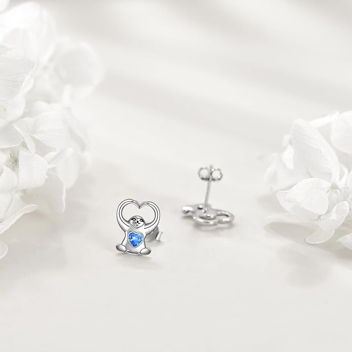 Sterling Silver Cat / Cow / Pig / Bunny / Squirrel / Giraffe / Highland Cow / Lion / Chicken / Ladybug / Star / Moon Stud Earrings for Women Cute Animal Post Earrings Hypoallergenic Animal Jewelry Gift for Teens Girls
