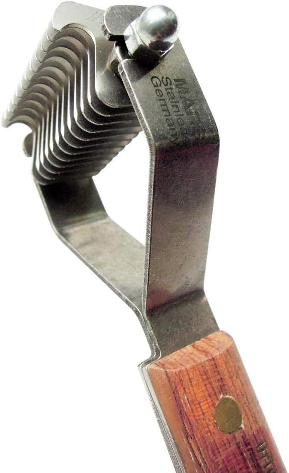 Mars Coat King Double Wide Dematting Undercoat Grooming Rake Stripper Tool for Dogs and Cats, Stainless Steel with Wooden Handle for Thick Coats, 12-Blade Stripper for Groomers, Pet Owners