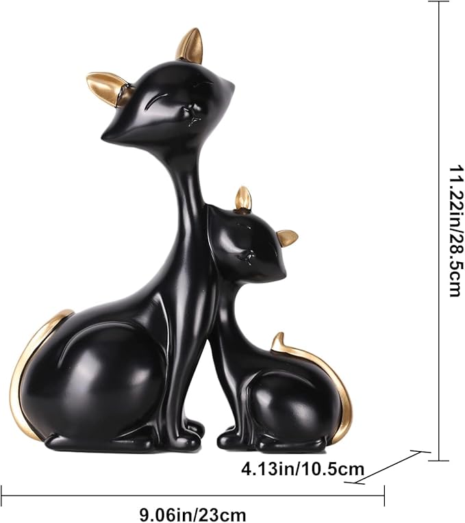 SHENGTIAN Cat Statue, Home Decor Mini Cat Figurines, Room Decor Matt Ceramic Small Cat Figurine, Give Cat Figurines for Cat Lovers (Black)