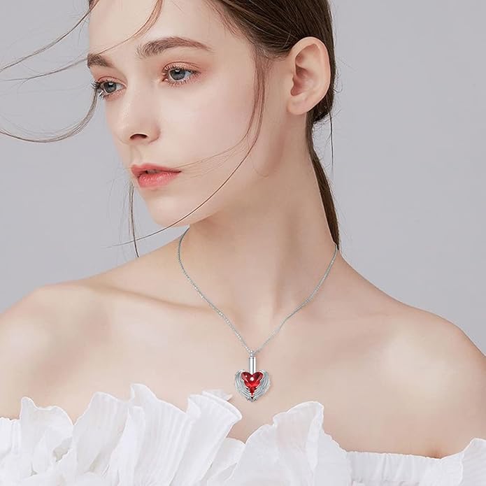 Animal Crystal Urn Necklace For Ashes Sterling Silver Butterfly Dragonfly Bee Phoenix Peacock Hummingbird Fox Angel Wing Pentagram Pentacle Cremation Necklace Heart Teardrop Urn Holder Necklaces For Women Memorial Jewelry