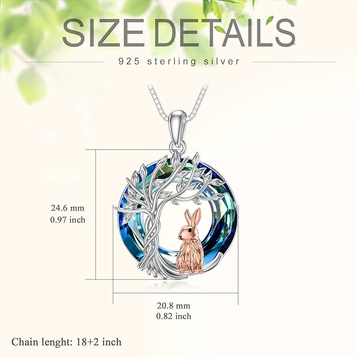 TOUPOP Tree of Life Animal Necklace 925 Sterling Silver Crystal/Abalone Shell Animal Pendant Jewelry Birthday Mothers Day Gifts for Women Mom Wife Her