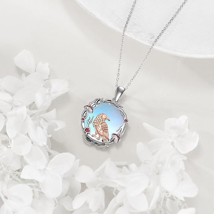 YAFEINI Animal Necklace Sterling Silver Moonstone/Turquoise/Abalone Shellfish Pendant Animal Necklace Cute Animal Jewelry Birthday Gifts Woman