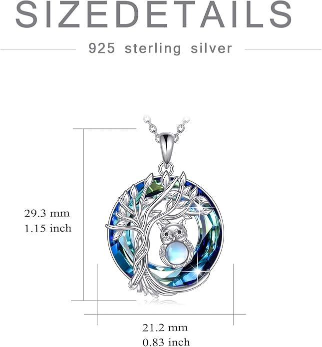 TOUPOP Tree of Life Animal Necklace 925 Sterling Silver Crystal/Abalone Shell Animal Pendant Jewelry Birthday Mothers Day Gifts for Women Mom Wife Her
