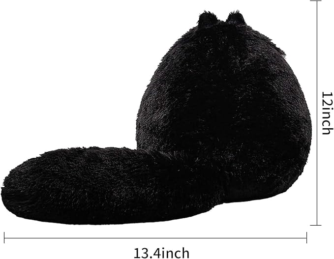 Cute Cat Plush - Fluffy Stuffed Cat Plushies, 12 Inches, Black