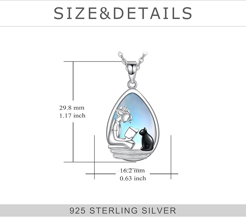 YFN 925 Sterling Silver Book Lover Necklace Reading Pendant for Women Graduation Gift Jewelry for Student Friends Classmate