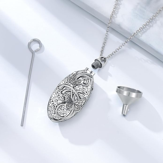 Animal Crystal Urn Necklace For Ashes Sterling Silver Butterfly Dragonfly Bee Phoenix Peacock Hummingbird Fox Angel Wing Pentagram Pentacle Cremation Necklace Heart Teardrop Urn Holder Necklaces For Women Memorial Jewelry