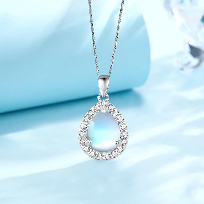 Urn necklace for Ashes 925 Sterling Silver Opal/Turquoise/Moonstone/Moss agate Pendant Cremation Memory Jewelry Keepsake Gifts for Women