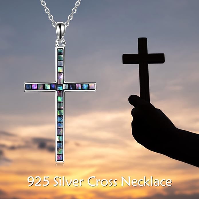 YFN Cross Necklace Sterling Silver Religious Cross Pendant Jewelry Christian Gifts for Women Men