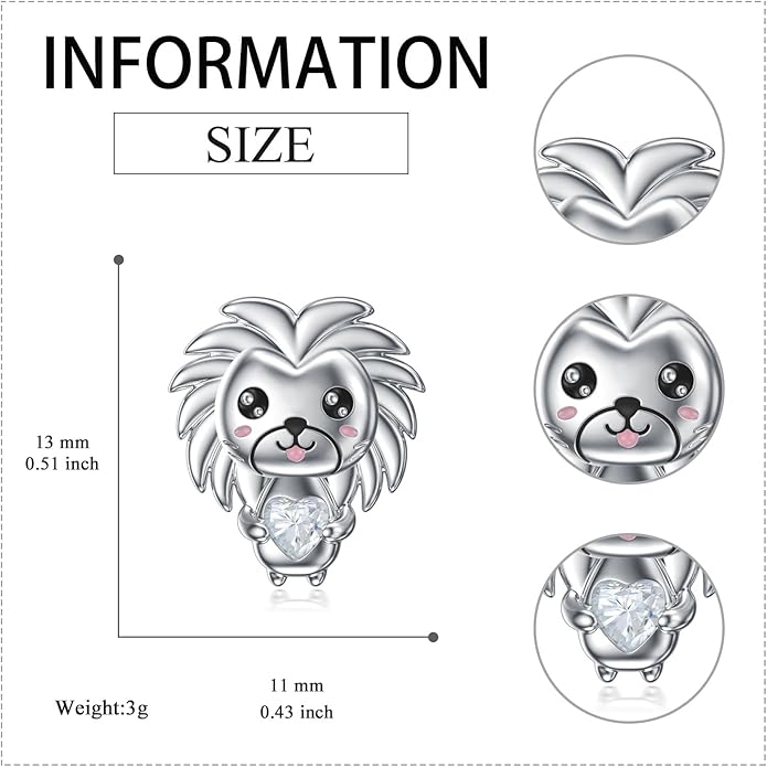 Sterling Silver Cat / Cow / Pig / Bunny / Squirrel / Giraffe / Highland Cow / Lion / Chicken / Ladybug / Star / Moon Stud Earrings for Women Cute Animal Post Earrings Hypoallergenic Animal Jewelry Gift for Teens Girls