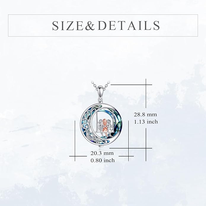 Tree of Life Necklace Sterling Silver Sister Pendant Blue Crystal Jewelry Gift for Women