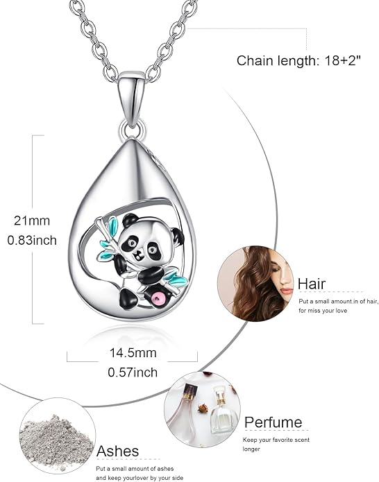 TANGPOET Teardrop Ashes Necklace 925 Sterling Silver Urn Necklace, Cremation Jewellery for Ashes Pendant, Gifts for Women Ladies, with Funnel Filler Kit