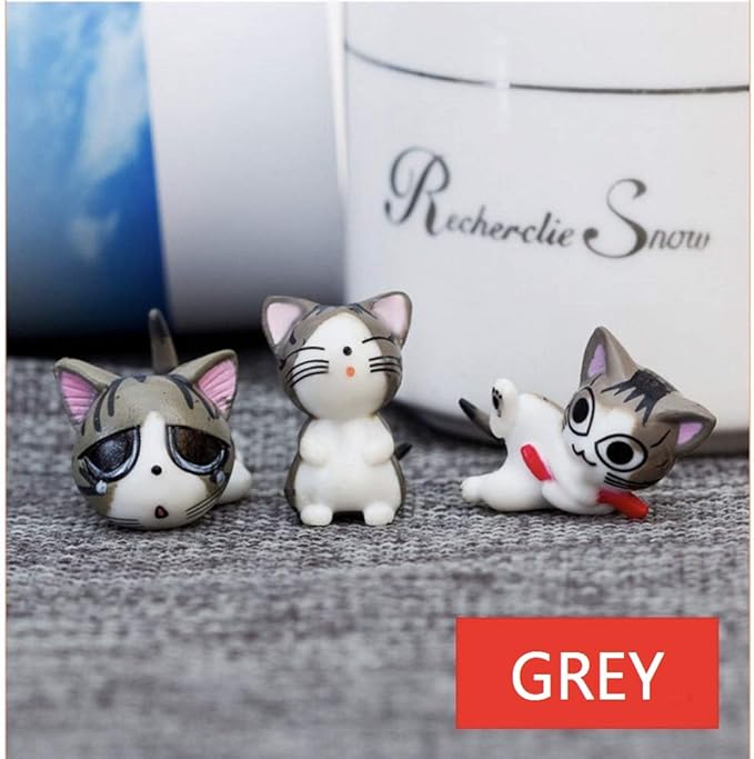 Cute Mini Cartoon Cat Figurines - 8pc PVC Miniatures, Lovely Cat Crafts & Collectibles - Home, Garden, Office, Car & Boutique Decoration - 5 Colors