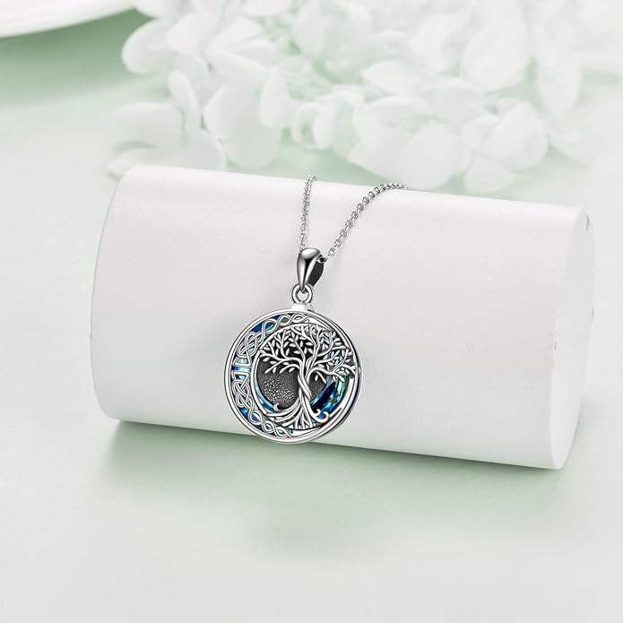 Tree of Life Urn Necklaces for Ashes 925 Sterling Silver Tree of Life Crystal Cremation Jewelry for Ashes Memory Jewelry for Women Men