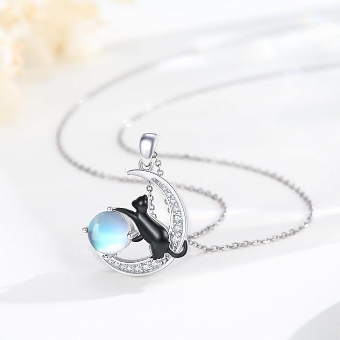 Animal Necklace 925 Sterling Silver Cat/Dog/Fox/Axolotl/Highland Cow Pendant Necklace Cute Animal Jewelry Graduation Gifts for Women