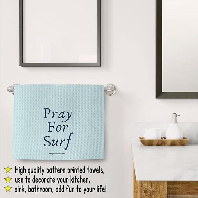 Coastal Beach Room Decor Towels 16″×24″, Beach Pray for Surf Bathroom Kitchen Decor Towels, Gifts for Surfing Enthusiasts