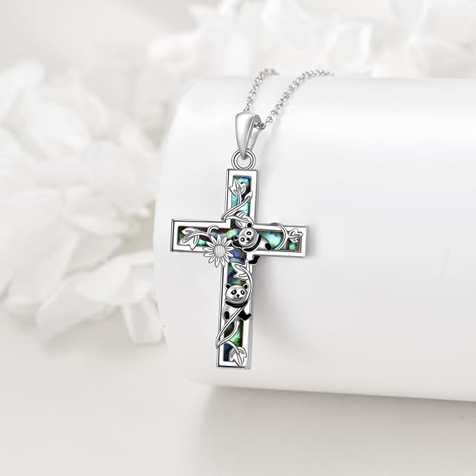 YFN Cross Necklace Sterling Silver Religious Cross Pendant Jewelry Christian Gifts for Women Men