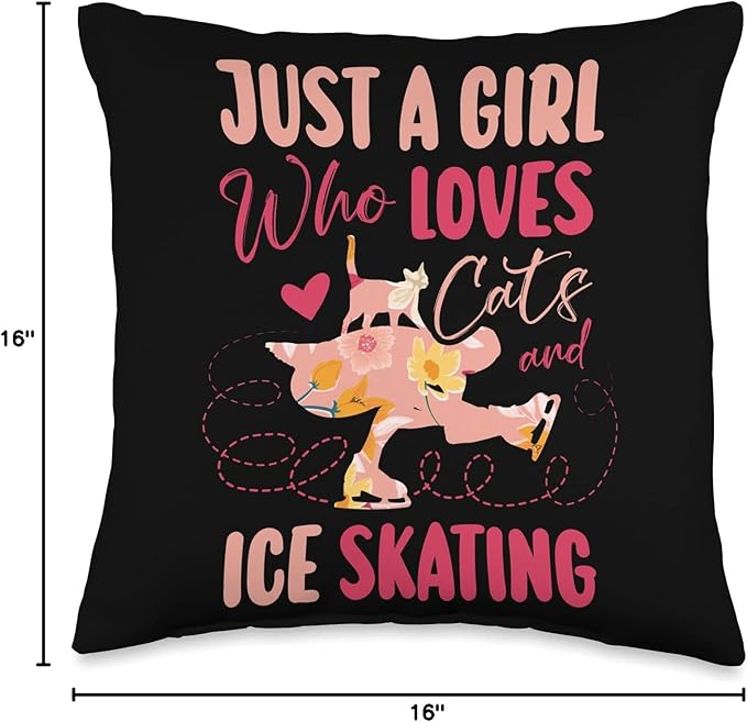 Just A Girl Who Loves Cats And Ice Skating Figure skater Throw Pillow