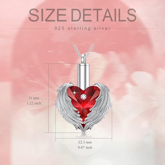 Animal Crystal Urn Necklace For Ashes Sterling Silver Butterfly Dragonfly Bee Phoenix Peacock Hummingbird Fox Angel Wing Pentagram Pentacle Cremation Necklace Heart Teardrop Urn Holder Necklaces For Women Memorial Jewelry