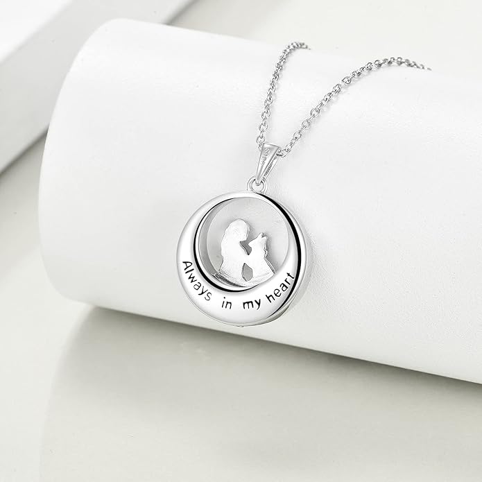 TIGER RIDER Sterling Silver Dog/Cat Urn Necklace for Ashes Dog/Cat Memorial Keepsake Cremation Jewelry Gifts for Women Pet Lovers
