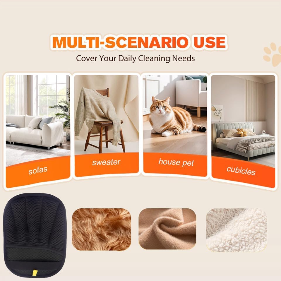 Pet Hair Removal Glove for Cats & Dogs,Electrostatic Gloves Pet Hair,Cat Grooming Gloves for Hair Removal,Reusable Pet Hair Remover Glove for Couch,Furniture,Carpet,Curtain,Clothe (3PCS)