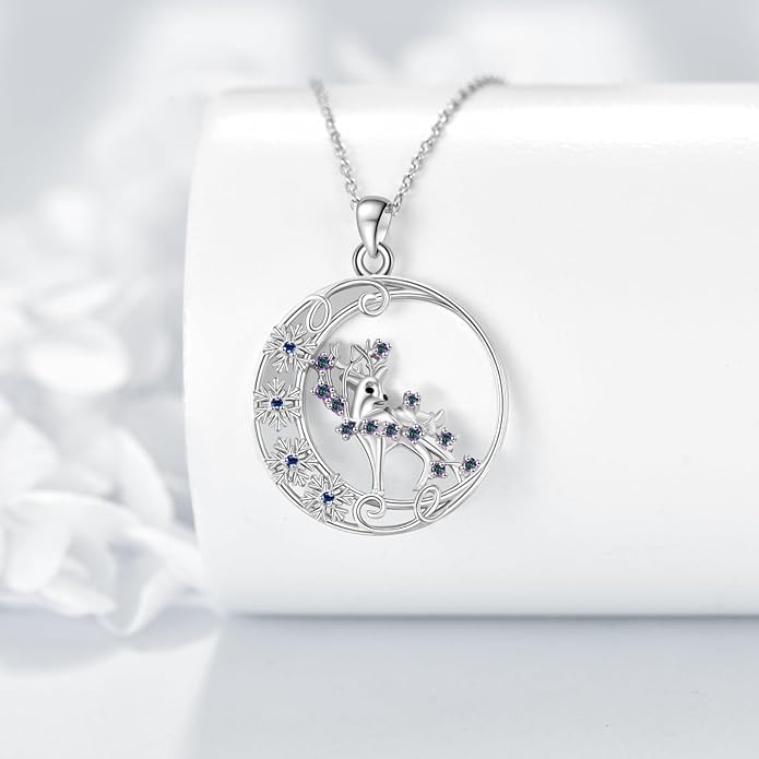 YAFEINI Animal Necklace Sterling Silver Moonstone/Turquoise/Abalone Shellfish Pendant Animal Necklace Cute Animal Jewelry Birthday Gifts Woman