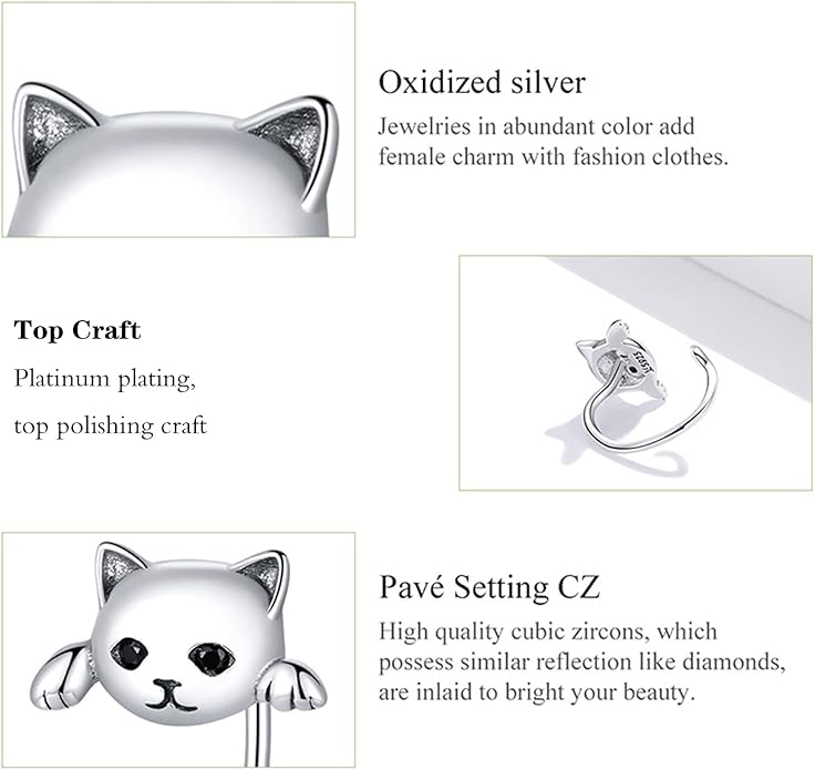 Cute Cat Earrings Stud Pearl Earrings for Women Mouse Cubic Zircon Hypoallergenic Earrings Christmas Birthday Gift
