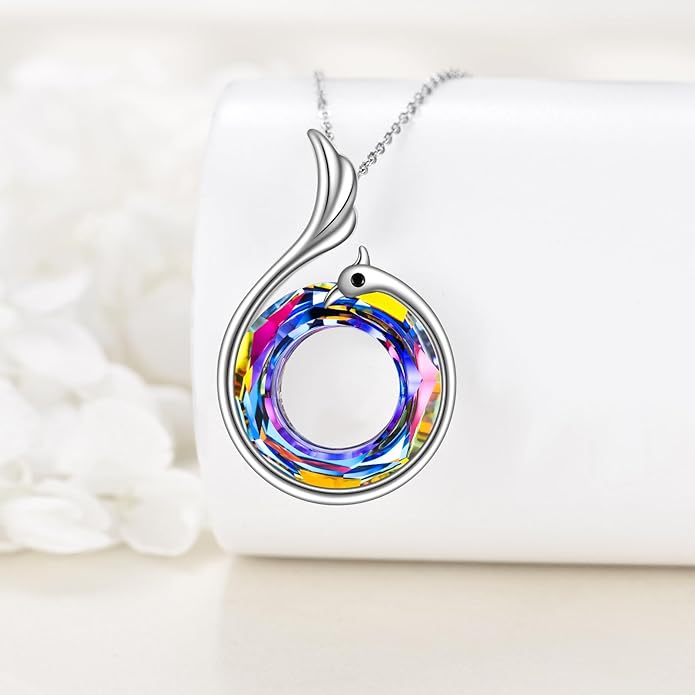 Turtle/Black Cat/Compass Necklace Sterling Silver Crystal Pendant Necklaces Cute Animal Jewerly for Women Mom