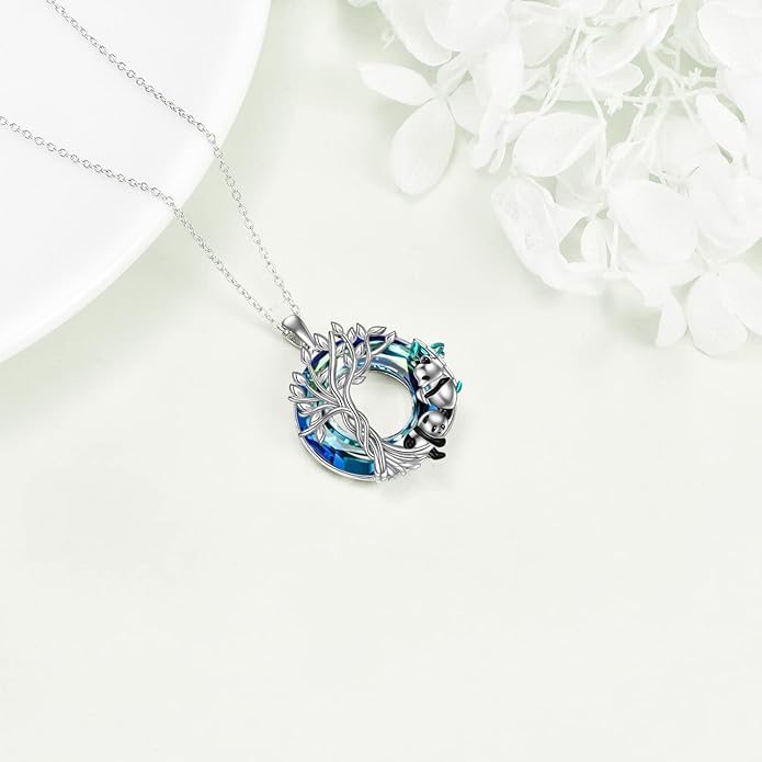 TOUPOP Tree of Life Animal Necklace 925 Sterling Silver Crystal/Abalone Shell Animal Pendant Jewelry Birthday Mothers Day Gifts for Women Mom Wife Her