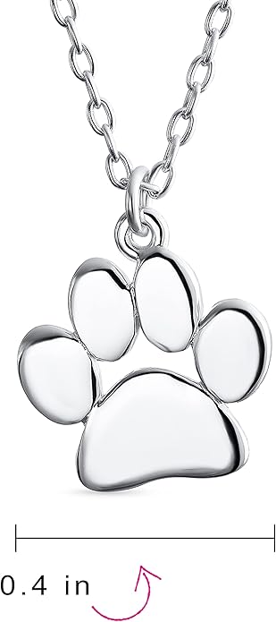 Personalized Initial Alphabet A-Z Dainty Dog Cat Pet Kitten Puppy Paw Print Pendant Necklace Animal Jewelry For Women Teen Polished Rose Yellow Gold Plated .925 Sterling Silver Customizable