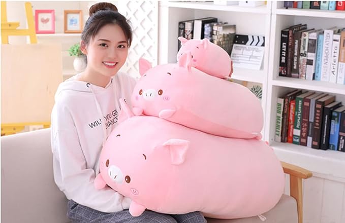 Cute Plush Pig Stuffed Squishy Animal Pig Cylindrical Body Pig Pillow,Super Soft Pig Hugging Toy Pillow Kids Kawaii Sleeping Pig Pillow Gifts for Bedding Decor or Home Decor 24-Inch