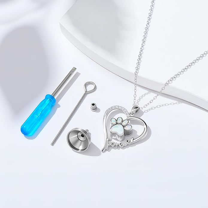 Urn necklace for Ashes 925 Sterling Silver Opal/Turquoise/Moonstone/Moss agate Pendant Cremation Memory Jewelry Keepsake Gifts for Women