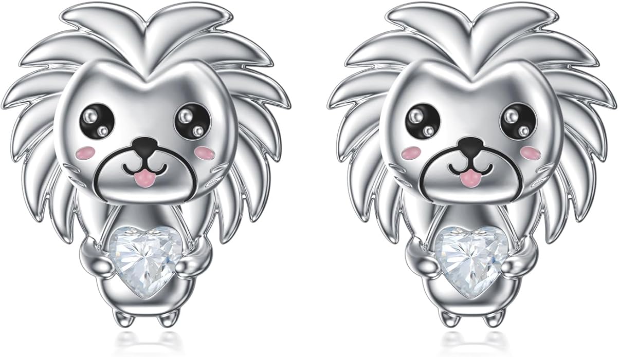 Sterling Silver Cat / Cow / Pig / Bunny / Squirrel / Giraffe / Highland Cow / Lion / Chicken / Ladybug / Star / Moon Stud Earrings for Women Cute Animal Post Earrings Hypoallergenic Animal Jewelry Gift for Teens Girls