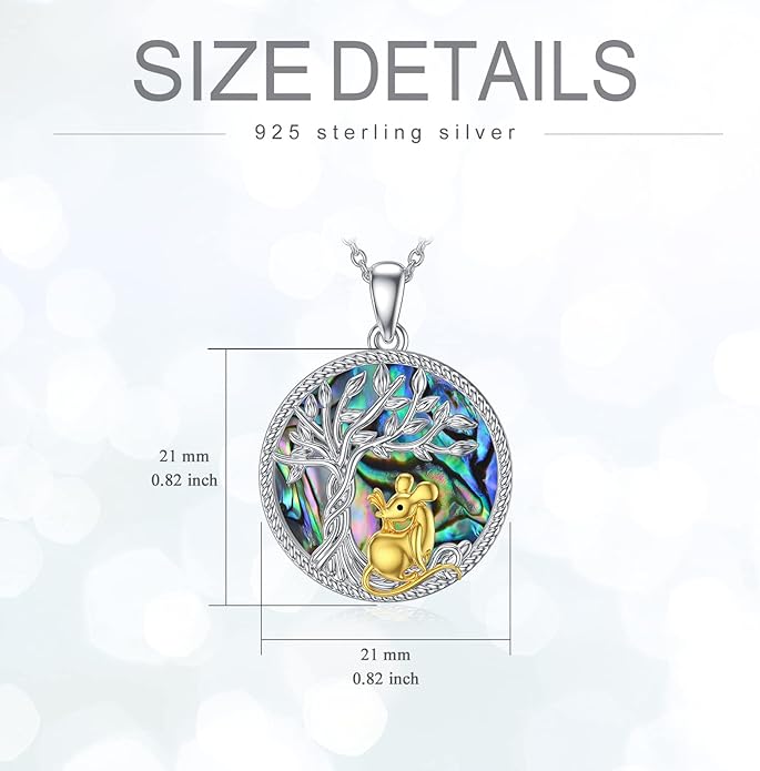 TOUPOP Tree of Life Animal Necklace 925 Sterling Silver Crystal/Abalone Shell Animal Pendant Jewelry Birthday Mothers Day Gifts for Women Mom Wife Her