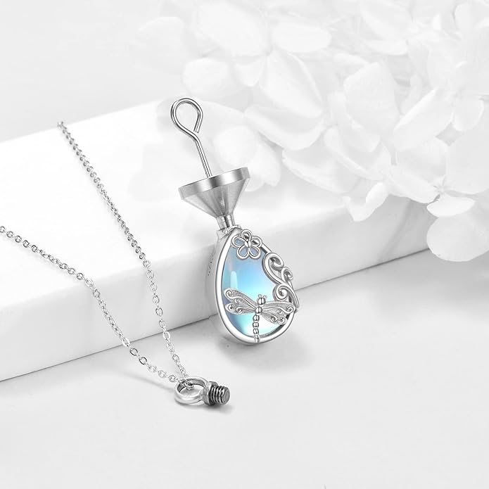 Butterfly/Dragonfly Urn Necklace for Ashes 925 Sterling Silver Celtic Knot Butterfly/Dragonfly Pendant Cremation Keepsake Necklace for Women Jewelry