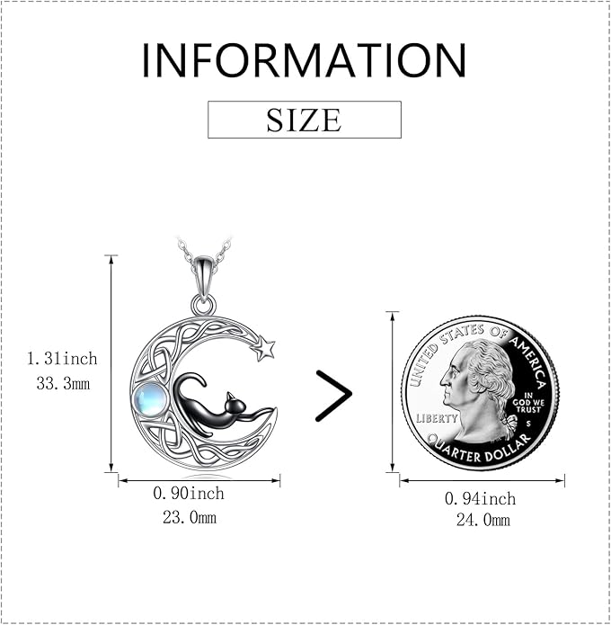 AXELUNA Black Cat Necklace 925 Sterling Silver Kitten Pendant Circle Crystal Necklace Cat Jewelry Gifts for Women Girls Girlfriend Animal Lovers