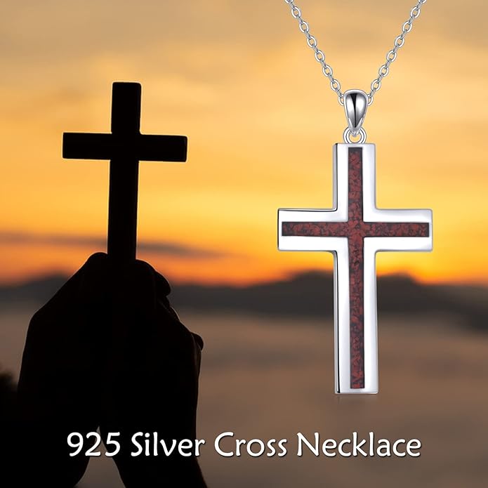 YFN Cross Necklace Sterling Silver Religious Cross Pendant Jewelry Christian Gifts for Women Men